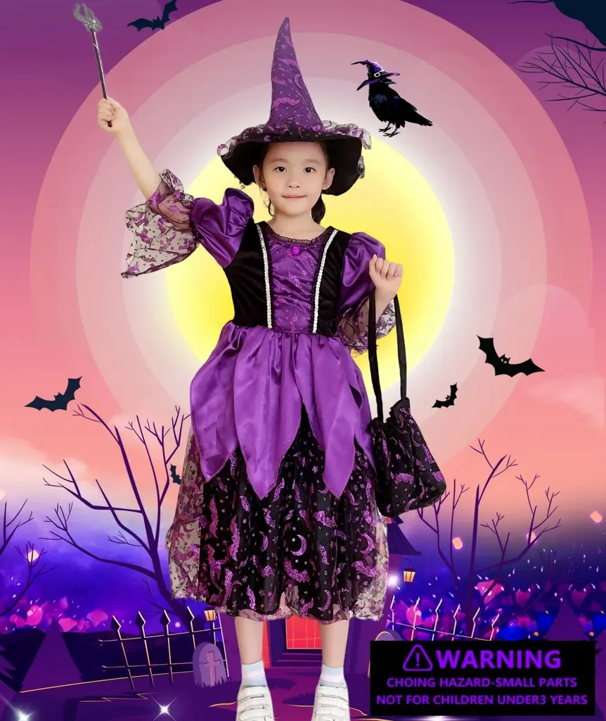 [23H812-110] Halloween Witch Costume (110cm/5 ans)