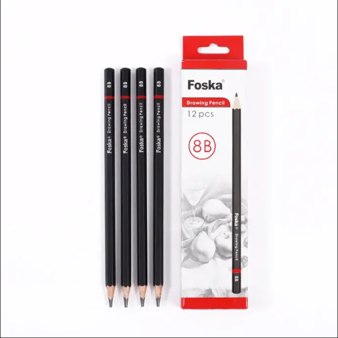 12PCS 8B WOODEN DRAWING PENCIL FOSKA
