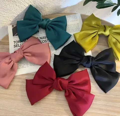 [BEU0013-N] Barrette noeud satiné (Noir)