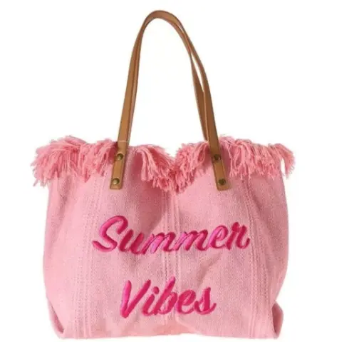 [TP11R ZT] BOHO BEACH BAG With rose pompoms TP11R