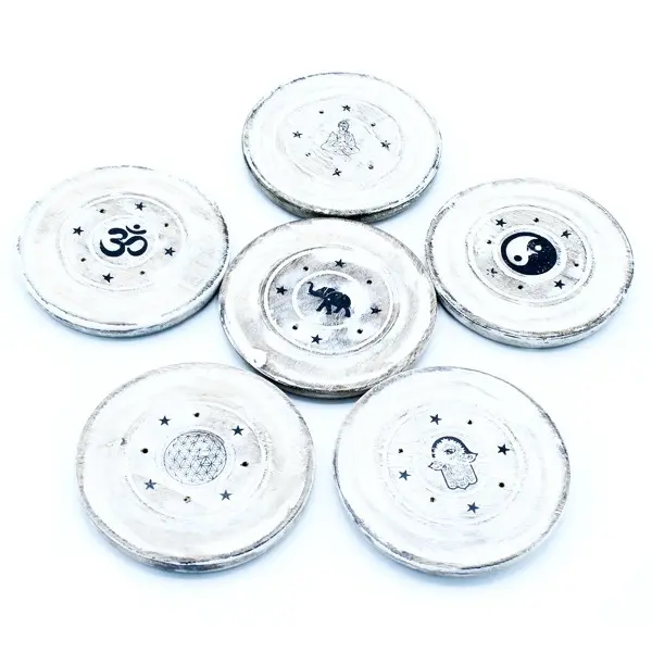 [WWIH-02] Porte-encens blanc lavé - Cône et encens Dis