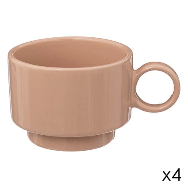 [194151B] 4 Retro Nude Coffee Cups 10cl, Light Pink