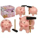 [78/4021] Piggy bank, pig with hammer, approx. 15 cm