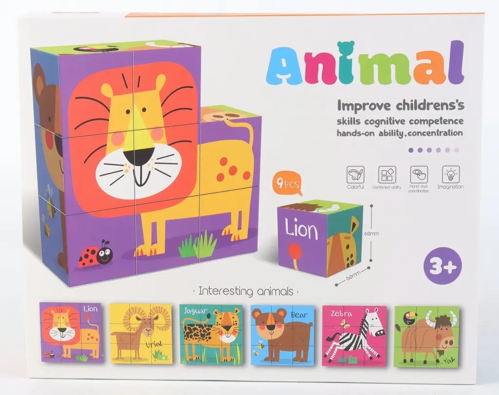 ANIMAL JIGSAW BLOCKS- PUZZLE CUBE 6 EN 1