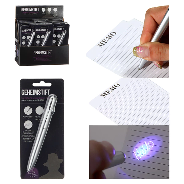Stylo à bille Écriture secrète avec lumière UV