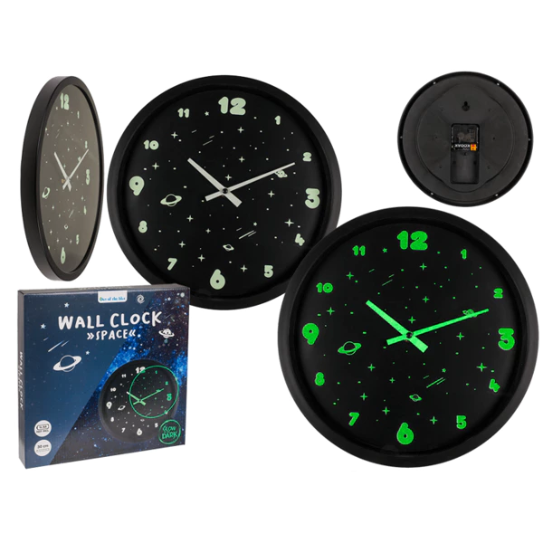 Wall clock, Space, glows in the dark