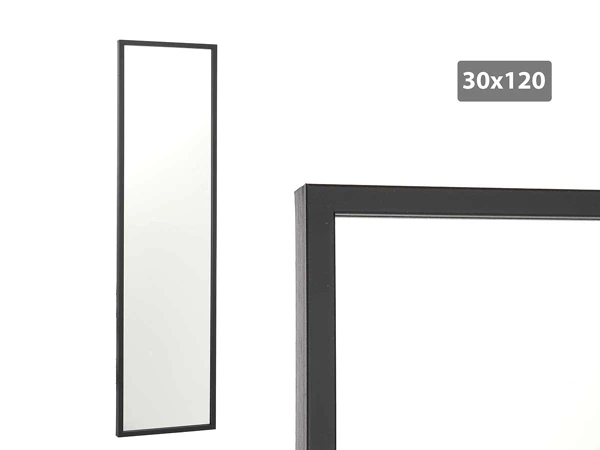 [82704] Black frame mirror 30x120cm