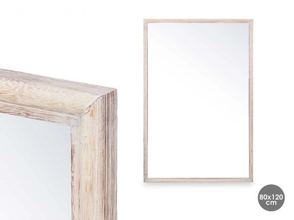 [65405] Wall mirror wooden frame 80 x 120 cm natural