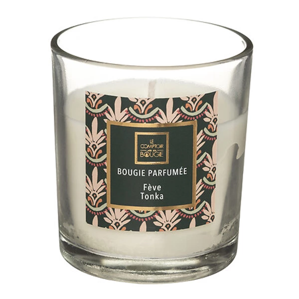 [164805Q] Feve Tonka glass votive candle 110g, transparent