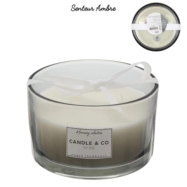[BO5453] Harmony grey 3-wick scented candle D13cm
