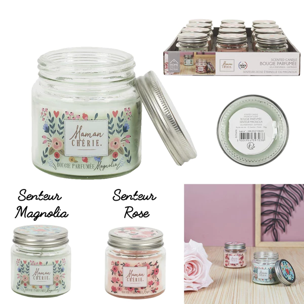 Scented candle in a mother's jar, H6.5cm, 2-pack assorted