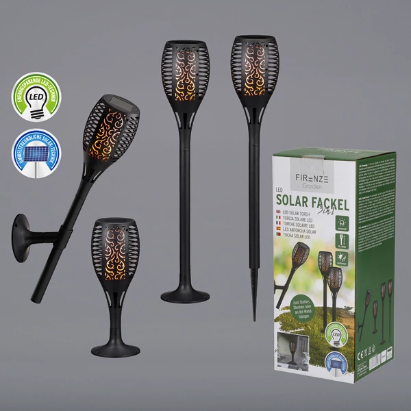 [56105] Torche solaire à LED, véritable flamme