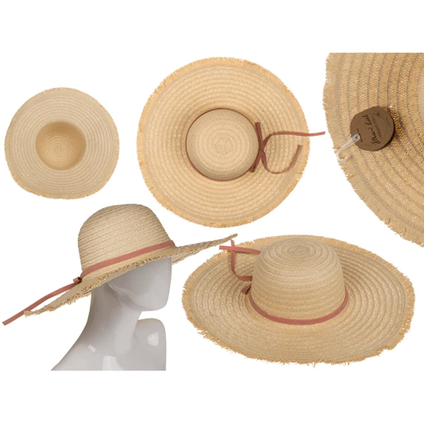 [776174] Chapeau de paille à noeud, élégant chic
