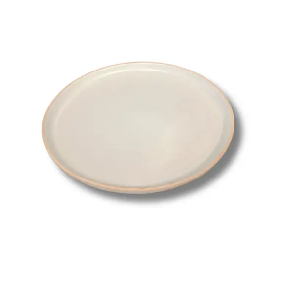 [D:8] Beige/white high edge plate D: 8"