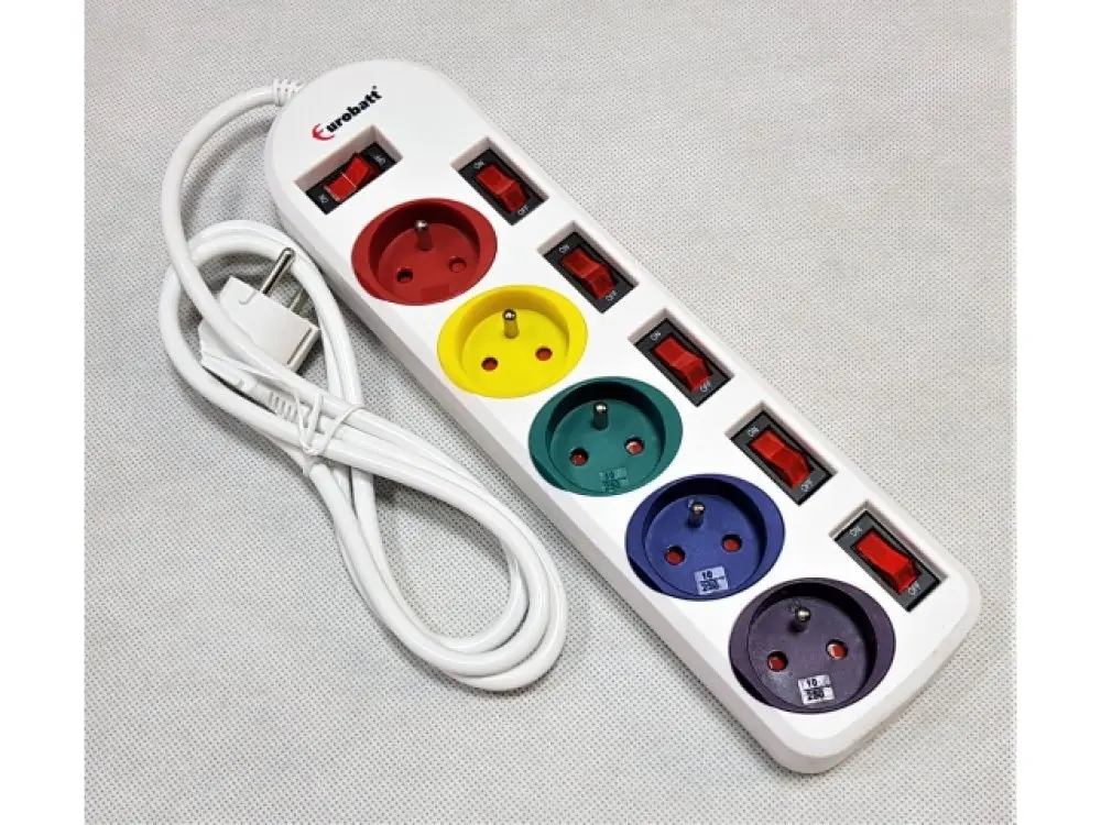 5-socket extension cord with CE+ROHS pin, 1.5 m