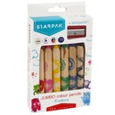 6 Crayons de couleur jumbo + taille-crayon