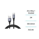 Cable tressé en aluminium USB vers Type-C 2,4 A 1 