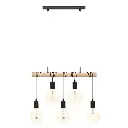 Quintuple metal pendant light Jake black L120 cm