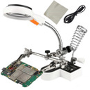 “Third hand” soldering support with magnifying glass and LED
