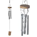 Wooden wind chime with metal tubes 37 cm