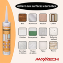 Mastic silicone SILIMAX Flex Plus – Acrylique siliconé intérieur/extérieur, peinturable, blanc 280 ml