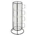 Rack 4 mugs M Mia 30 cl, transparent
