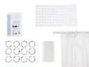 peva bath curtain and transparent shower mat set