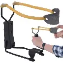 Catapult with forearm support, elastic cords