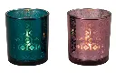 Purple glass and oil tealight holder H8cm - D7cm