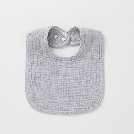 [YY-008 gris] Bavoir gris en mousseline de coton ajustable