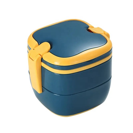 [AC5-LB01] Lunchbox à 3 contenants avec sa fourchette et sa cuillère en plastique. Fermeture sécurité et poignées pour faciliter son transport.