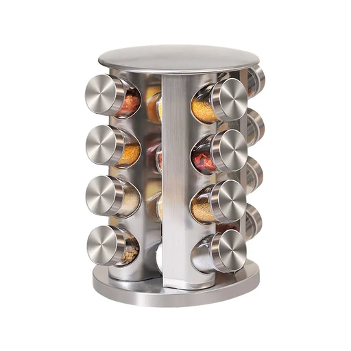 Carrousel à épices avec 16 pots en verre pour assaisonner ses plats. Rotation à 360°.